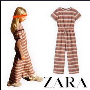 ZARA Girls Fall Romper 11/12 • Cozy Ribbed Knit • Striped • NWOT